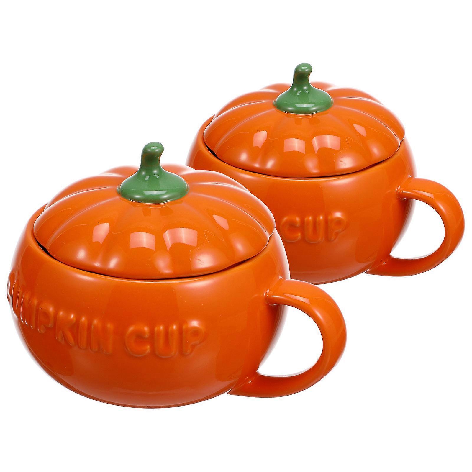 Halloween Ceramic Pumpkin Cups for Storage 14Pcs Orange