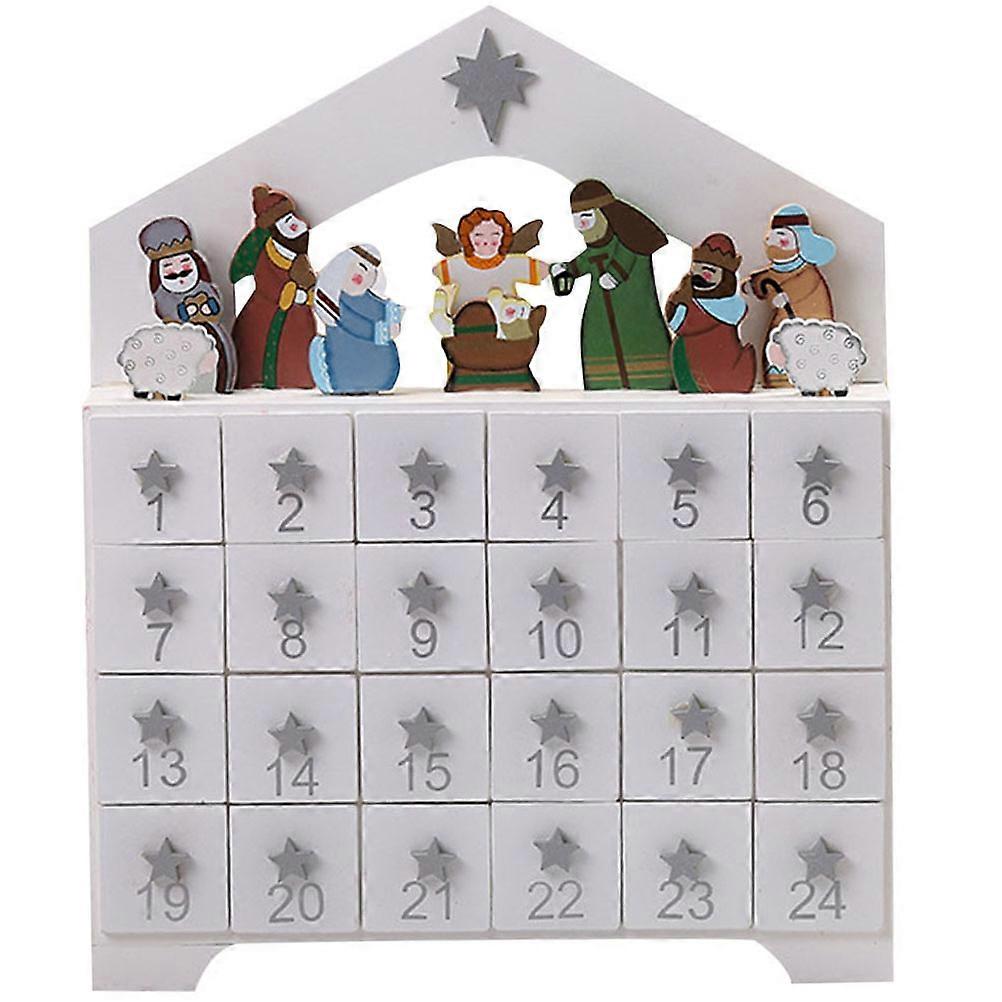 Christmas Advent Calendar Drawer Wood Ornament Desktop Decoration 1Pcs