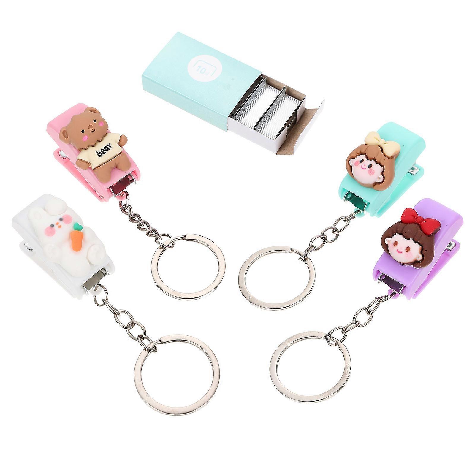Keychain Mini Staplers Portable Stapler for Book Binding Tool 5Sets Assorted
