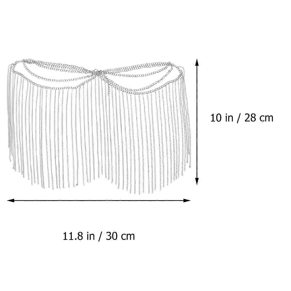 Face Headdress Multi-Layers Tassel Head Chain Silver for Decoration