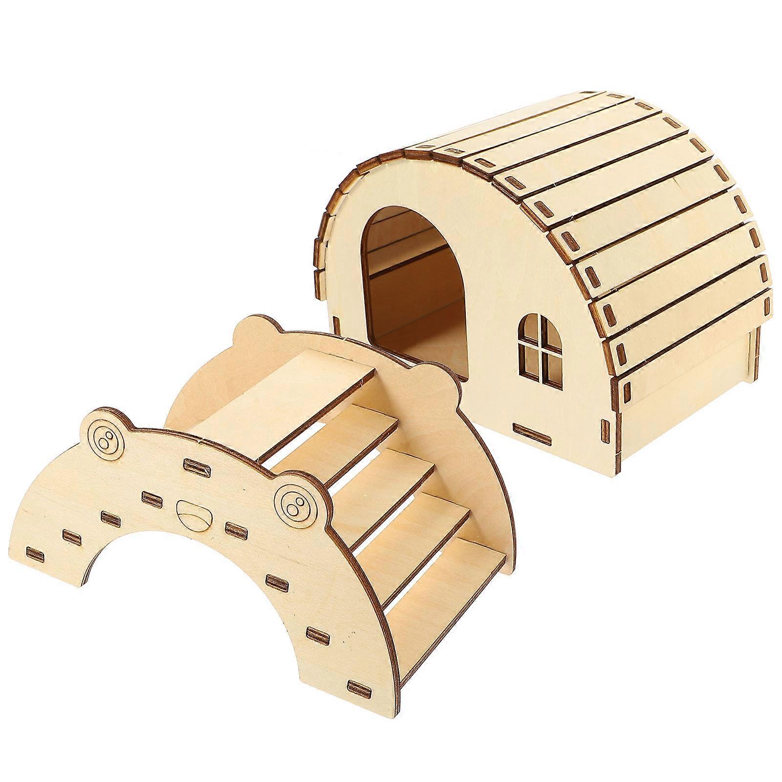 Hamster Wooden Bridge DIY Assembly Toy for Hamster Use 10Pcs