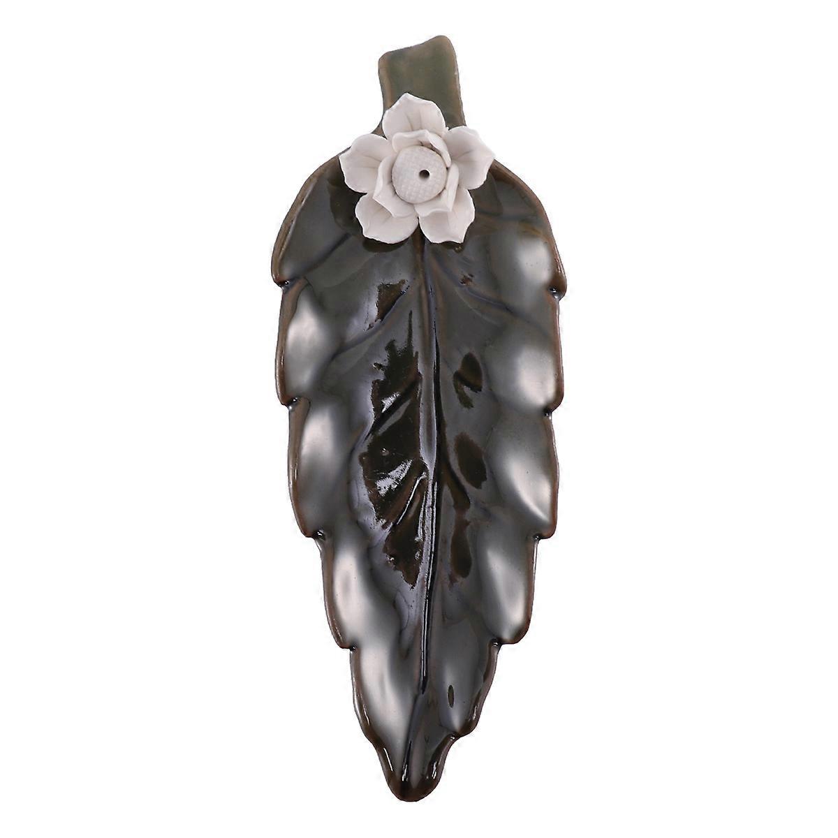 Ceramic Incense Holder in Green for Incense Burner Function 2Pcs Leaf