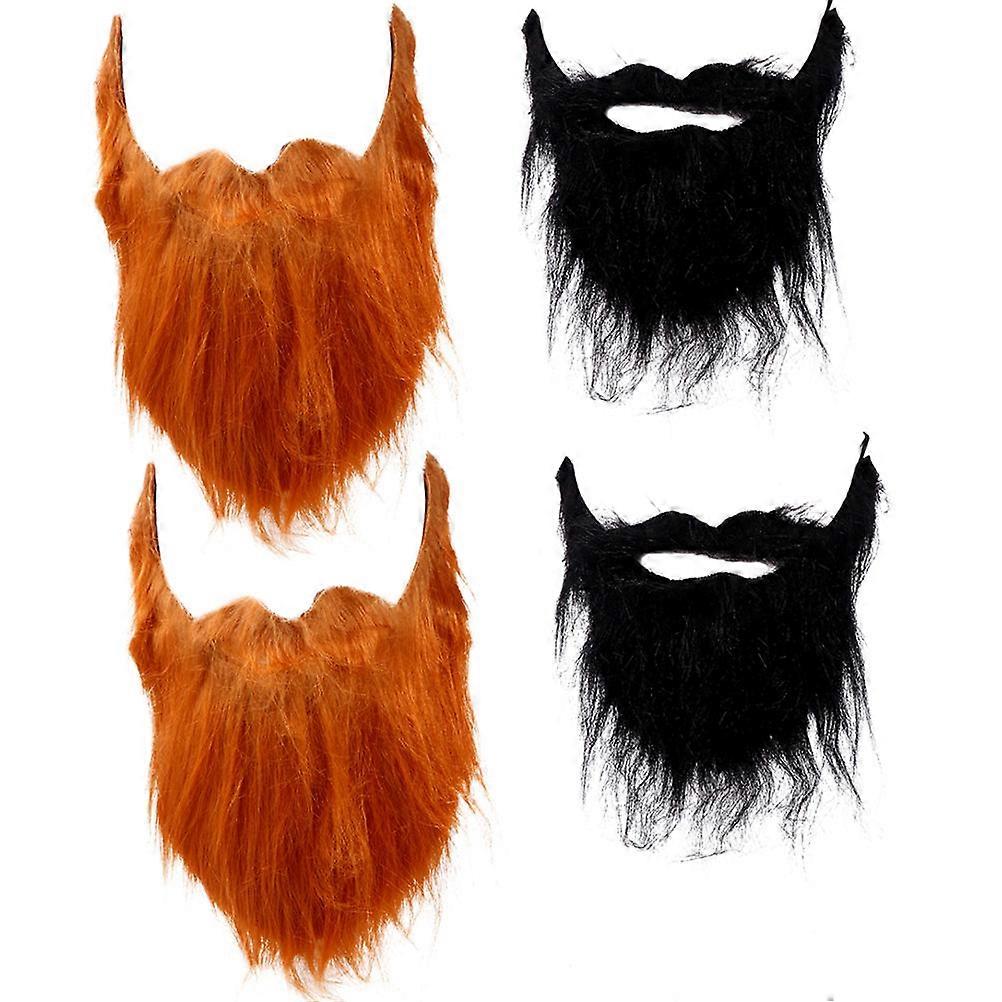 Funny Party Mustache Props 4Pcs Cosplay Facial Whiskers Assorted Color Realistic Modeling Halloween Christmas Parties