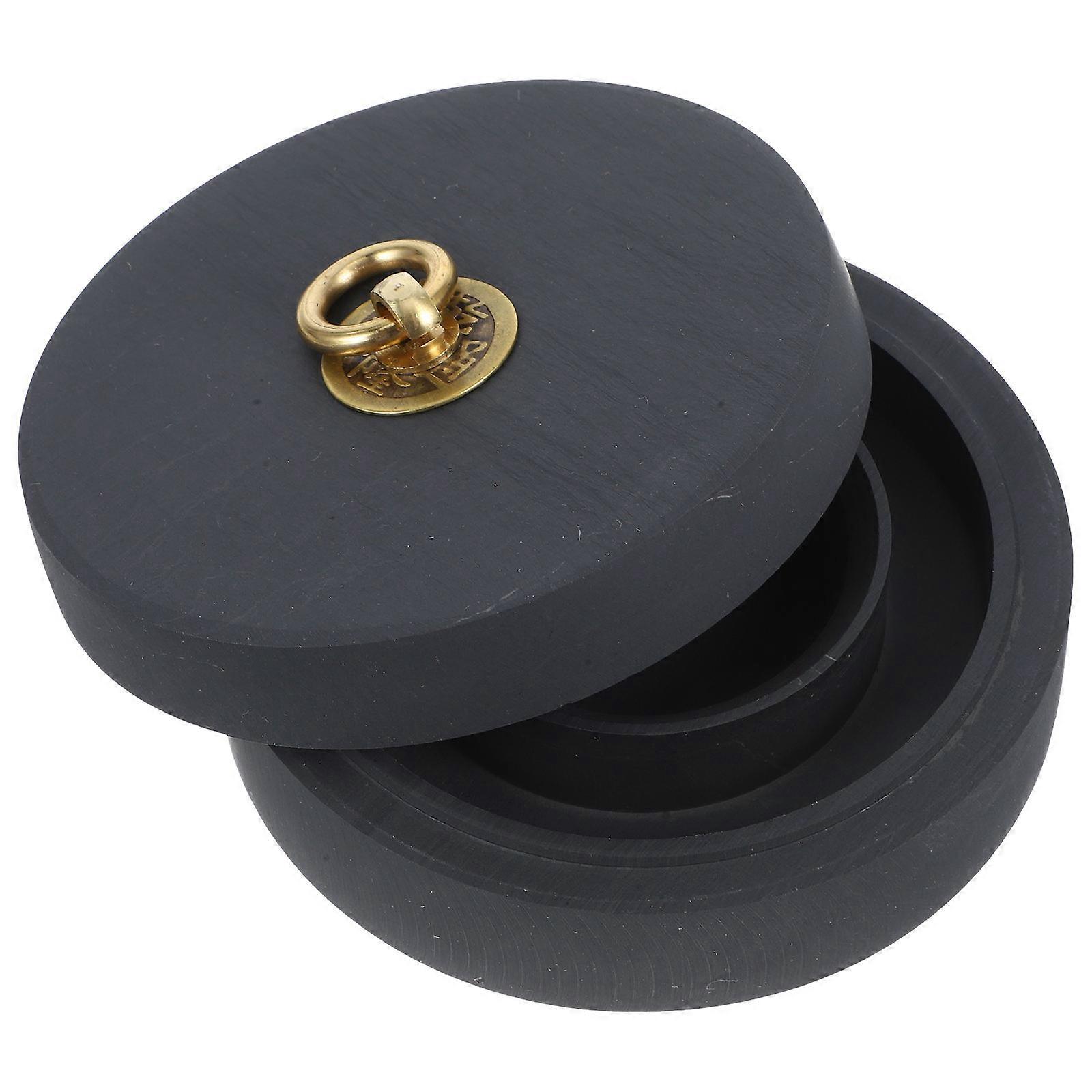 Black Inkstone with Lid for Chinese Calligraphy 2Pcs Ink Drawing Stones