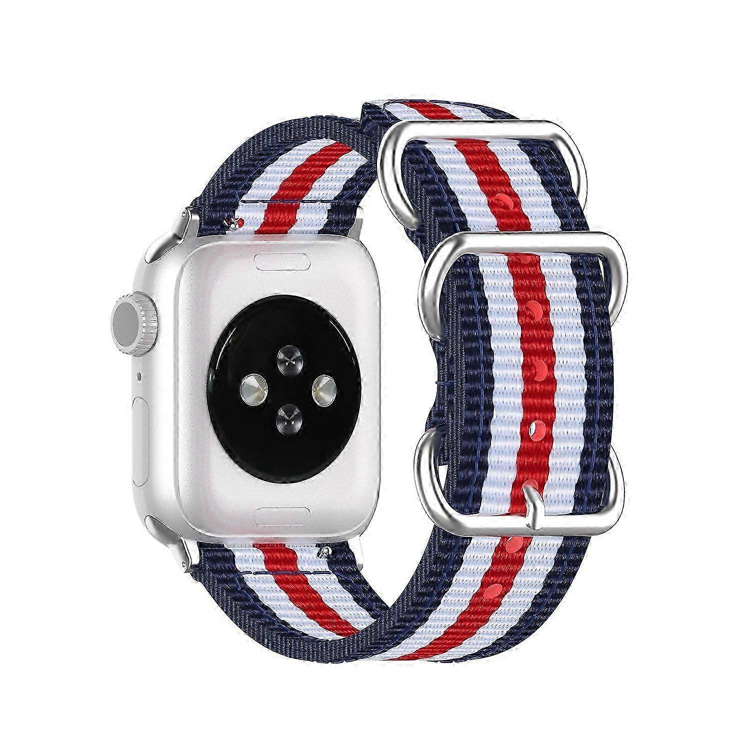 S7V Rainbow Nylon Canvas Smart Watch Replacement Strap for Apple Z3J Watch Series 10 42mm 9 8 7 41mm