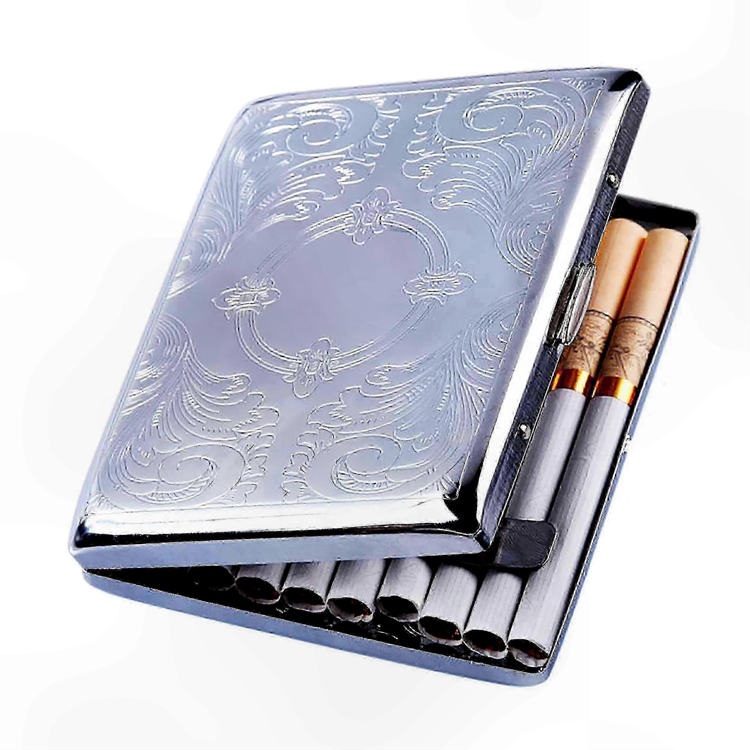 Silver Cigarette Case for Men, Holds 20 Cigarettes, Slim & Durable Design