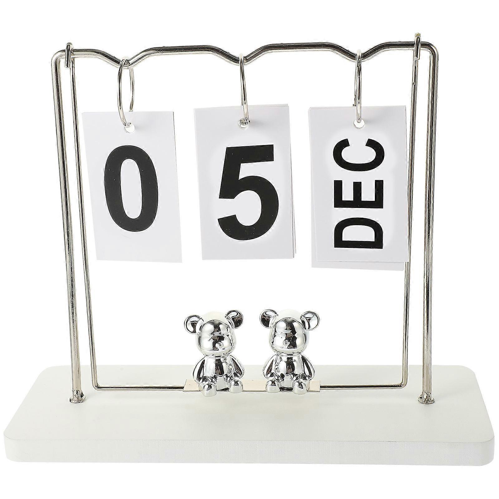 Wooden Desktop Calendar Desk Calendar for Home Use 2Pcs Reusable Decor