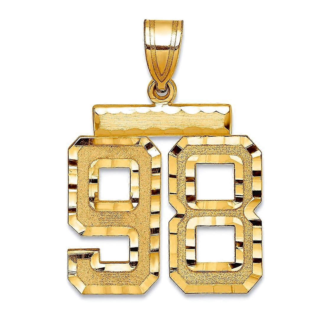 14Kソリッドイエローゴールドミディアムスパークルカットスポーツゲームナンバーチャームペンダントネックレス女性用