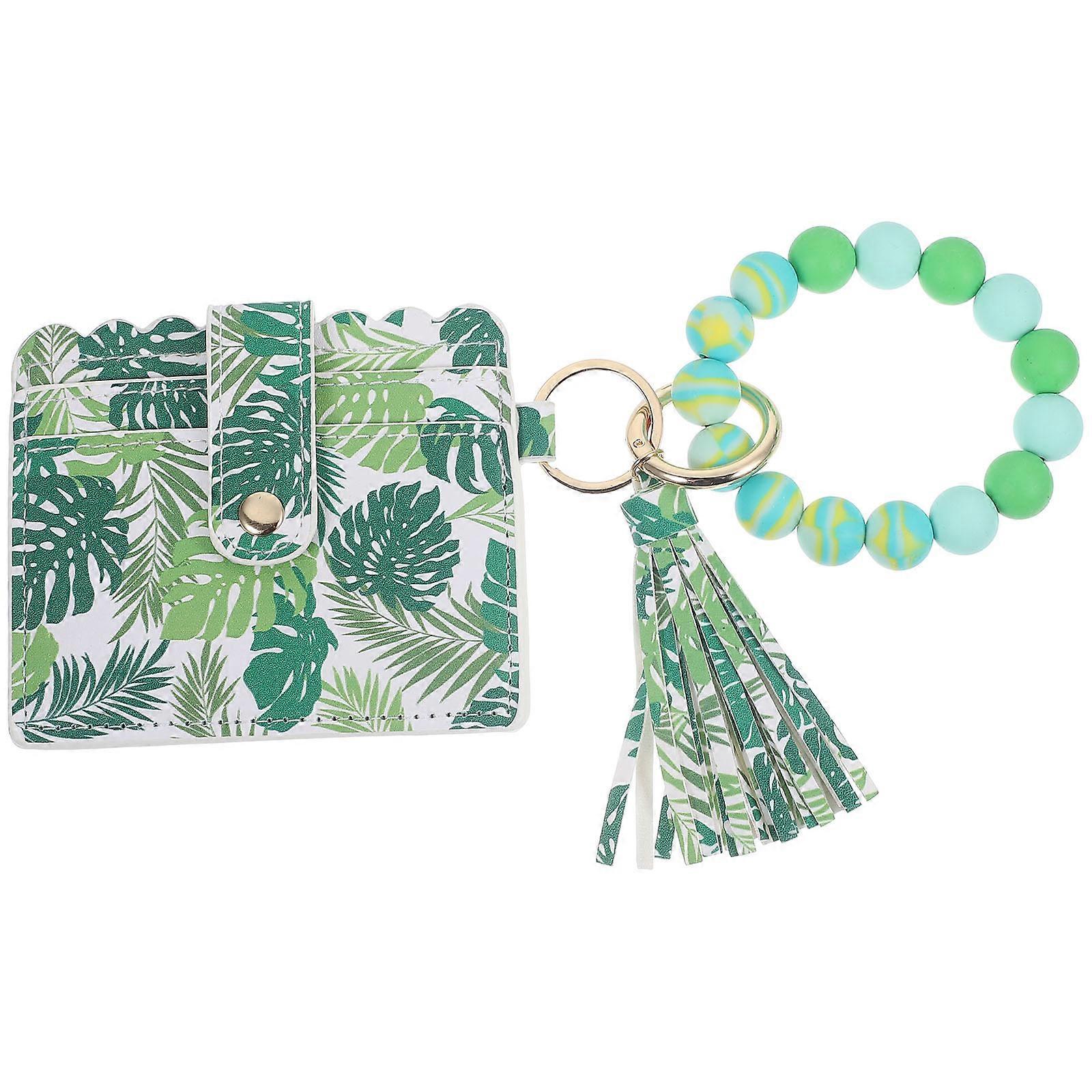 Purse Keychain Bag Charms Creative Leaf Shape Wallet Style Daily Use 1Set