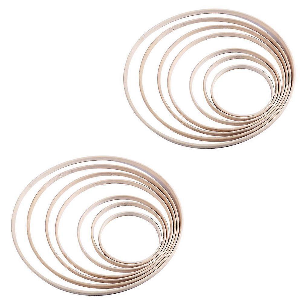 Dream Catcher Hoops 14Pcs Beige Bamboo Wreath Loop for Decor with Shape Stability