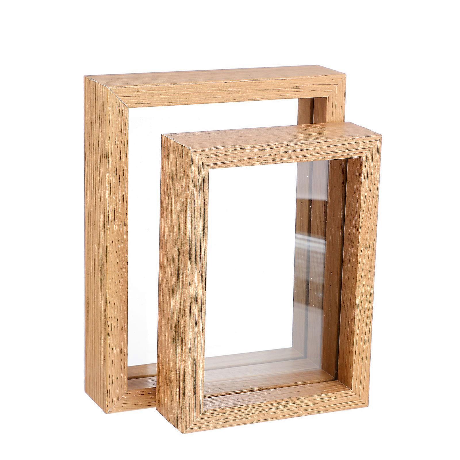 Wood Specimen Frame for Decoration 4Pcs Transparent Double Sided Photo Frame