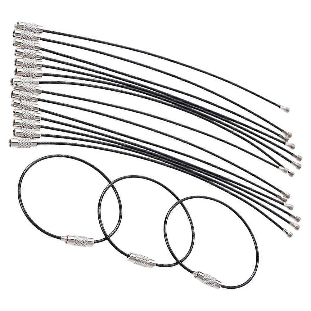 25Pcs Stainless Steel Key Ring Loop Holder for Everyday Use Travel and Office with Black Color and Round Shape