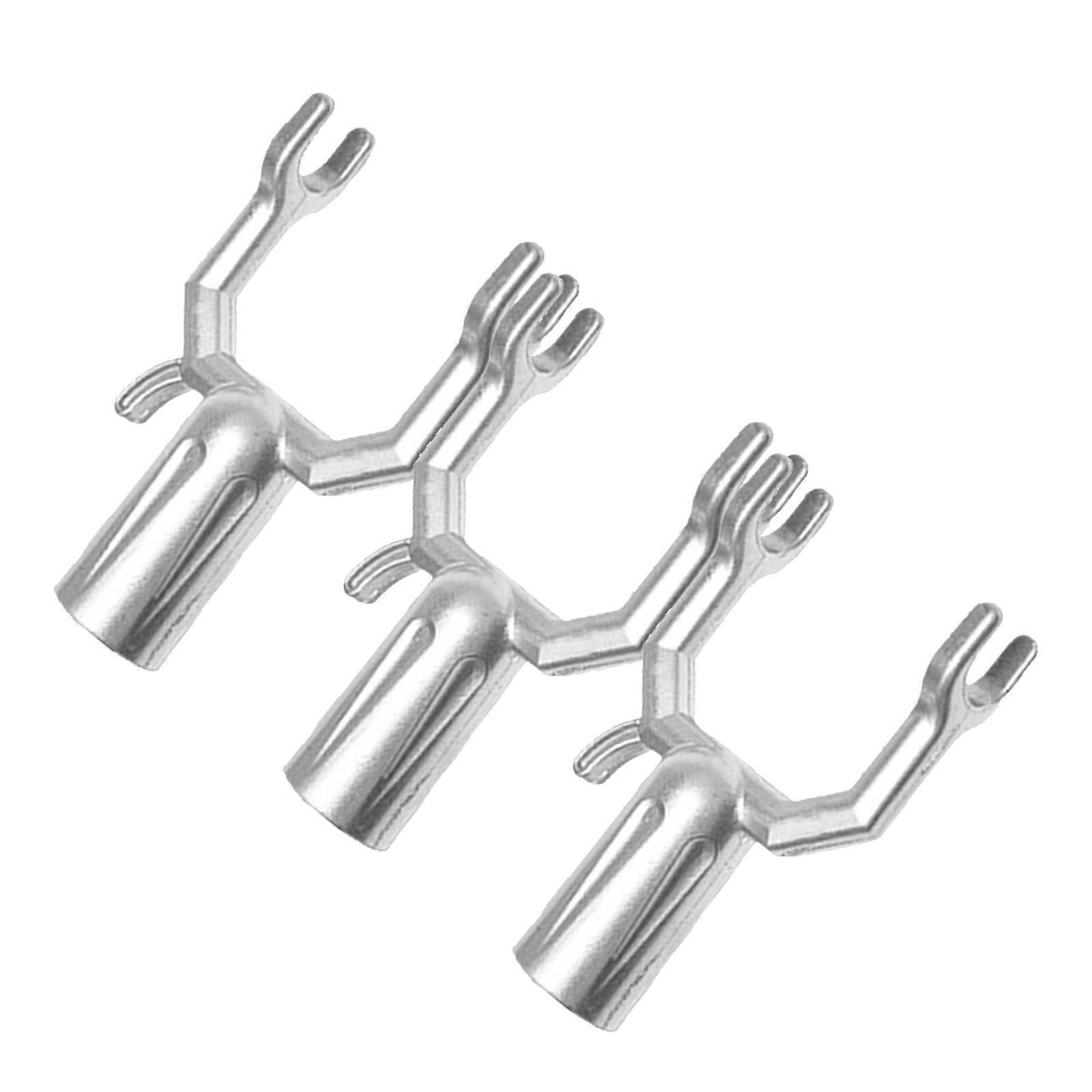 Metal Clothes Pole Fork Clothesline Support Silver 1.25cm Small Fork Width Aluminum Alloy Dormitory 3Pcs
