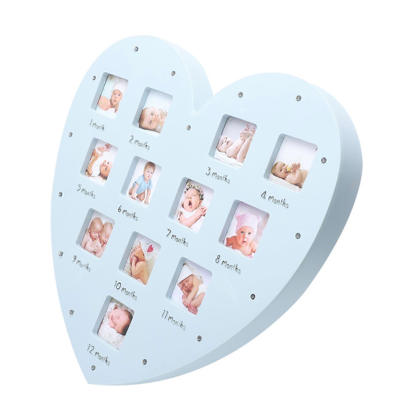 12 Month Photo Frame Heart-Shaped Baby Frame for Growth Record 3Pcs