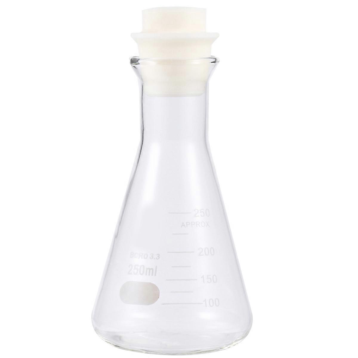 Glass Flask Conical Flask for Storage Use 2Pcs with Cork Transparent Design