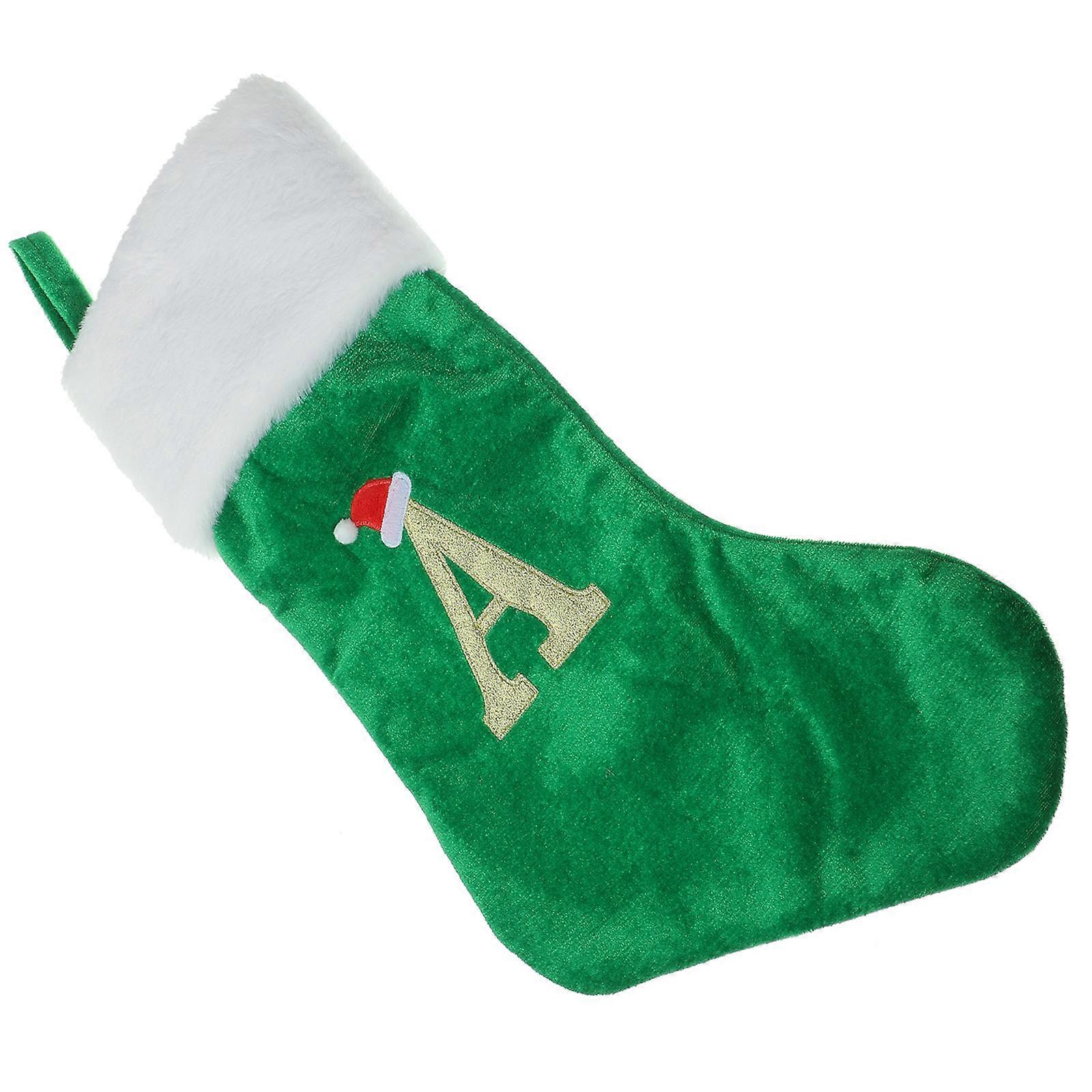 Xmas Tree Stocking Green Cloth Decoration for 4Pcs Party Use
