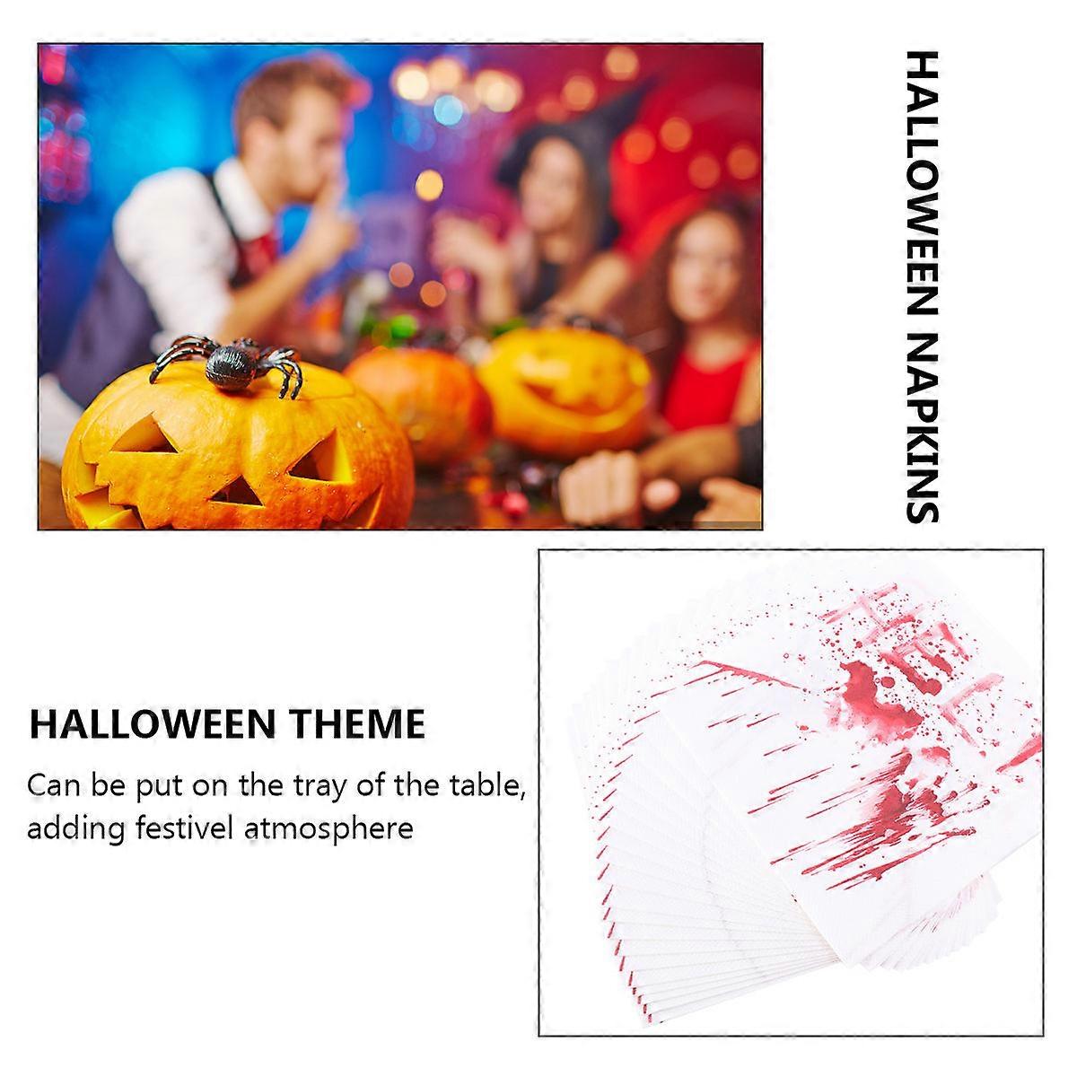 Halloween Napkins Paper Napkin for Party Use 40Pcs with Blood Handprint