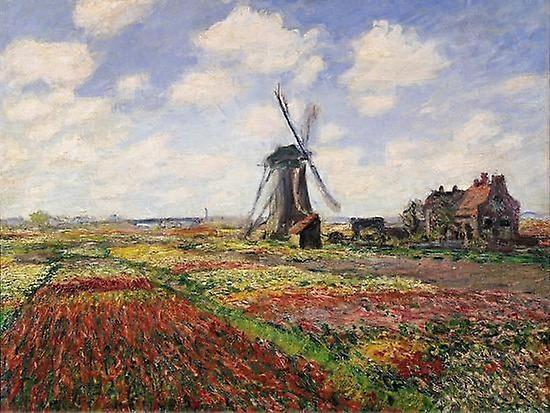 A NEW Tulip Fields with the Rijnsburg Windmill, 1886 Poster Canvas Posters Framed/Unframed