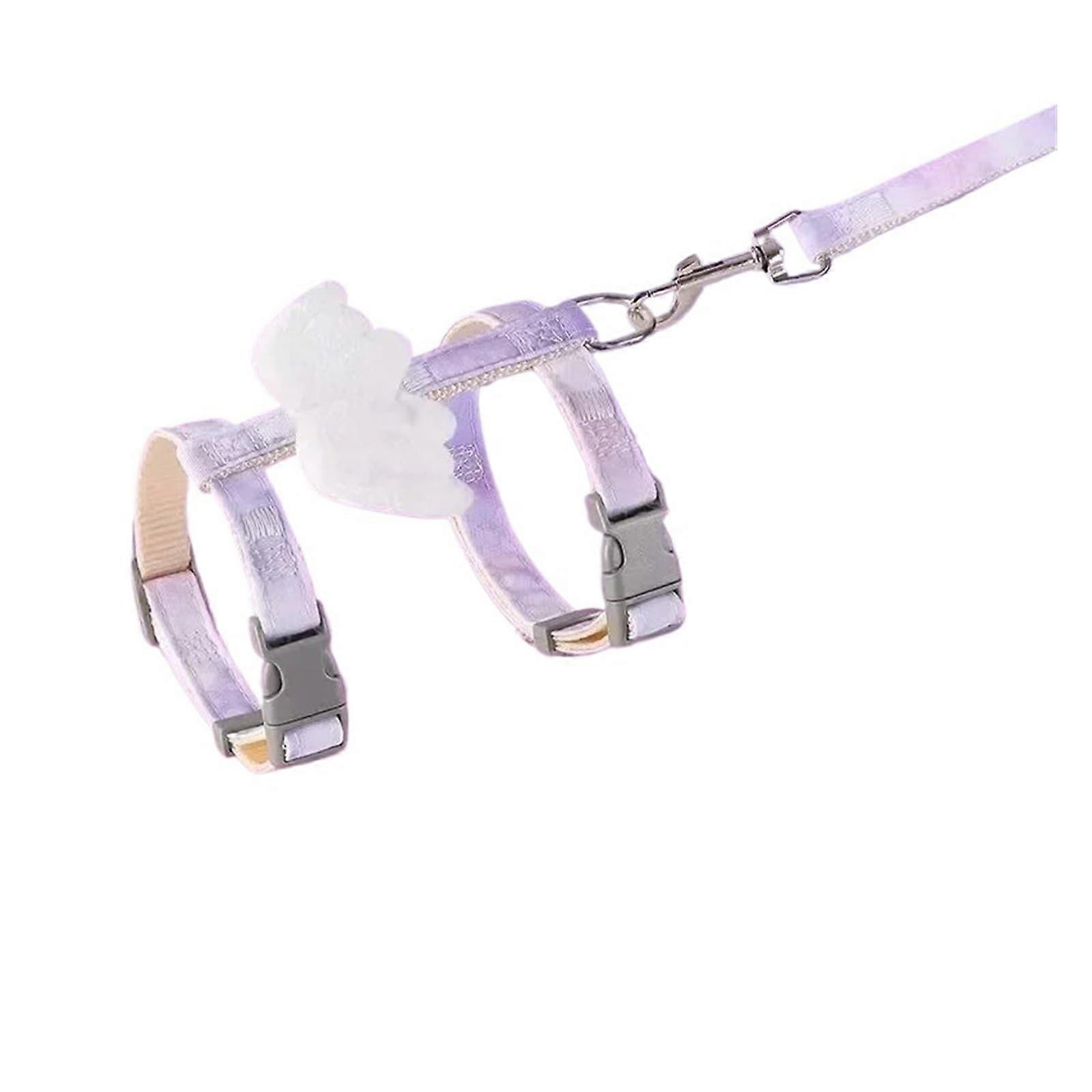 Cartoon Cat Harness Cat Walking Harness And Leash Set For Cats Light Purple Size M