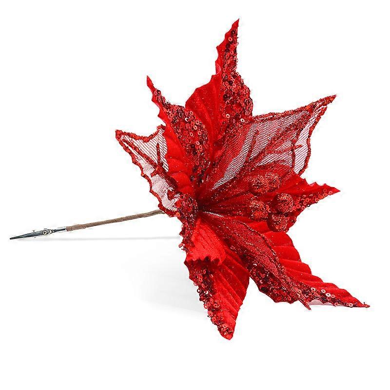 Christmas decorations Christmas flowers with glitter and sequins simulation artificial flowers Christmas tree Christmas flowers simulation cuttings