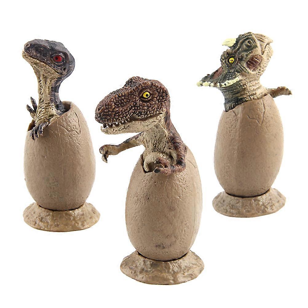 Dinosaur Hatching Model Toy 3Pcs Simulation Dinosaur Eggs with Base