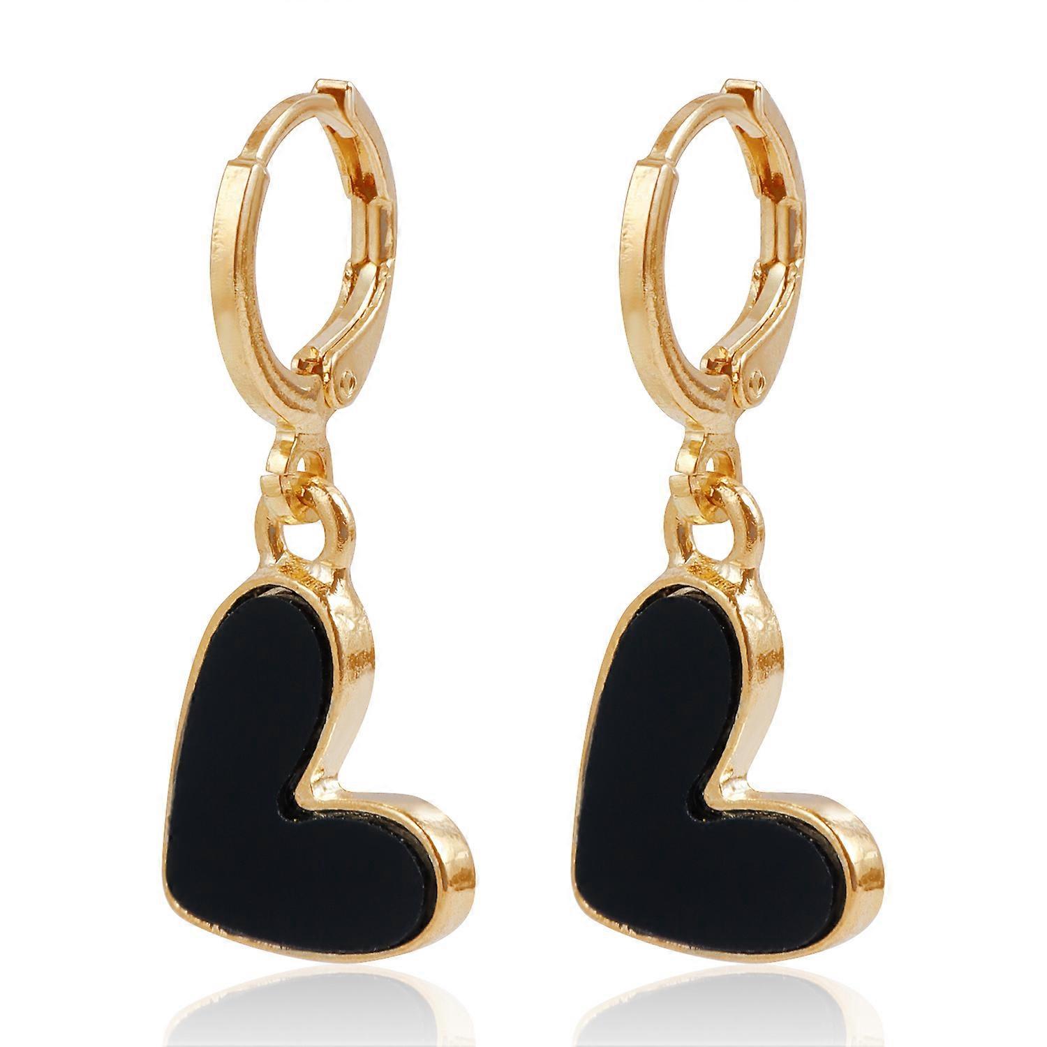 Gold Earrings, French Retro Lazy Style High-end Simple Imitation Mother of Pearl Heart Drop Earrings for Women