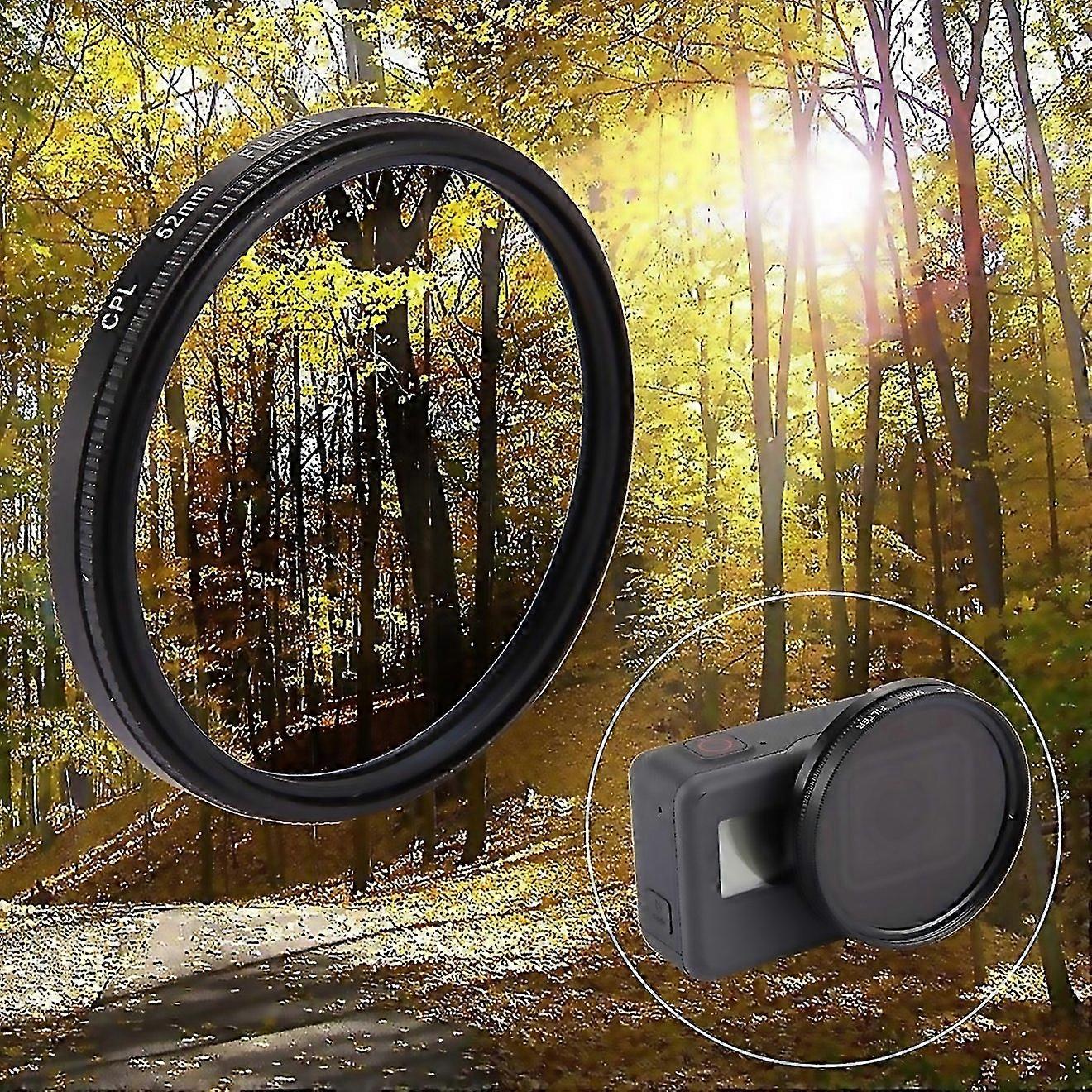 For 52mm 3 In 1 Round Circle Cpl Lens Filter With Cap For Gopro Hero7 Black6
