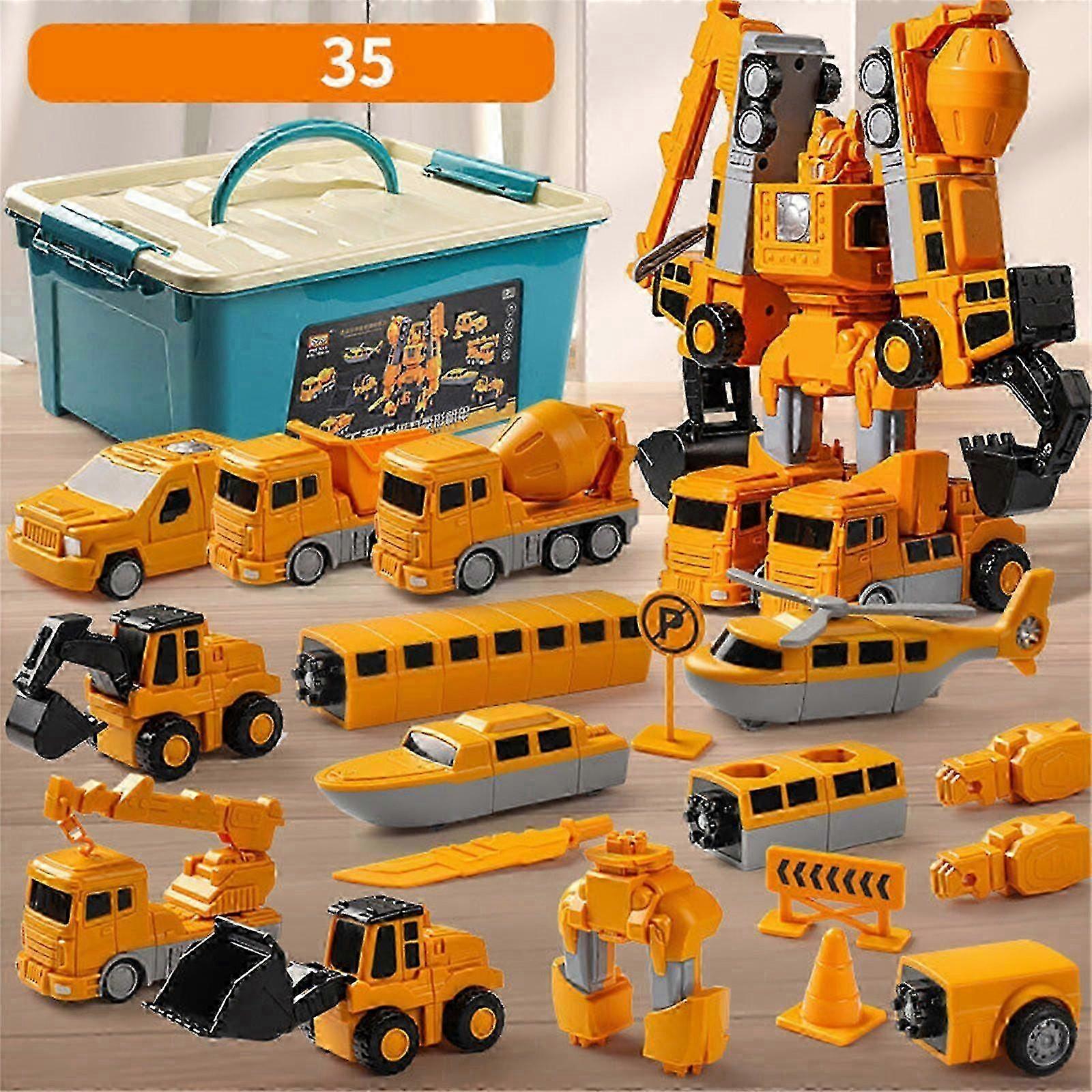 Magnetic Transform Engineering Car Assembled Toys Transforming Robot Toys Set For Boys 6 In 1 Construction Trucks Transform Robot Play Vehicles 26s