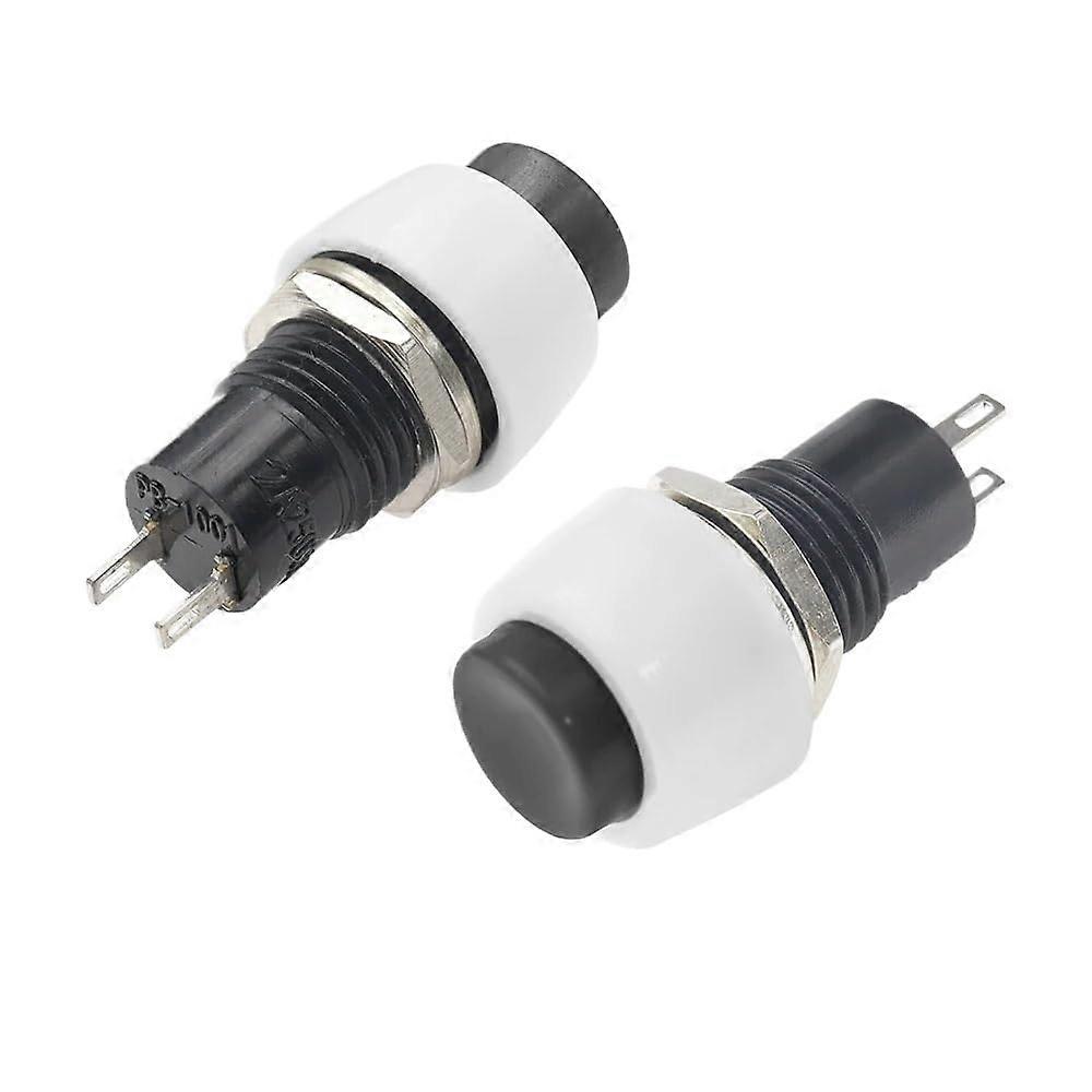 SelfLocking Round Small Push Button Switch Terminal 6 Pack, 250V 2A, Black Copper Pin, 10mm Mounting Hole