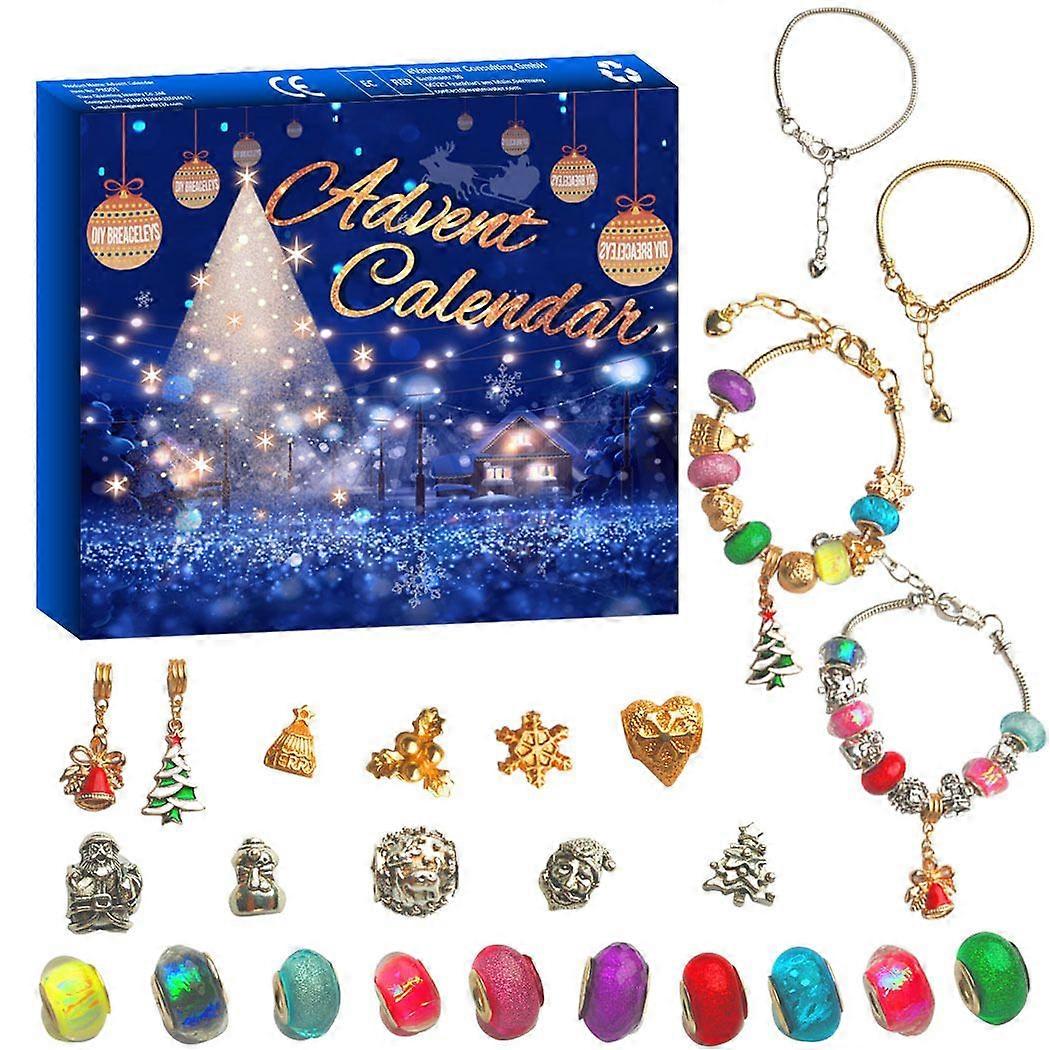 24 Days Christmas Countdown Advent Calendar Charms Bracelet Diy Making Kits Xmas Gift