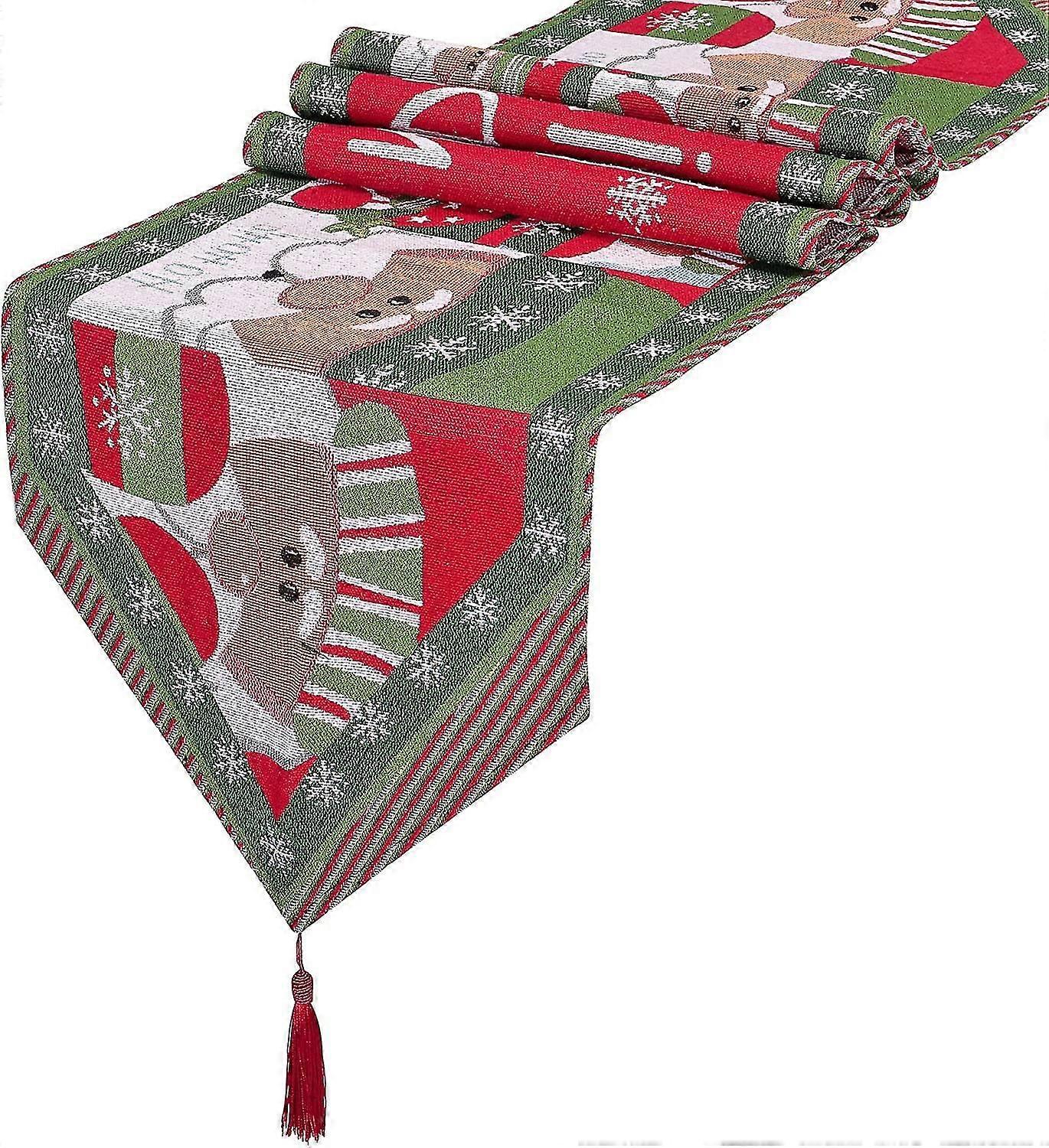 Burlap Christmas Table Runner, 70.86''x13.78''(santa)