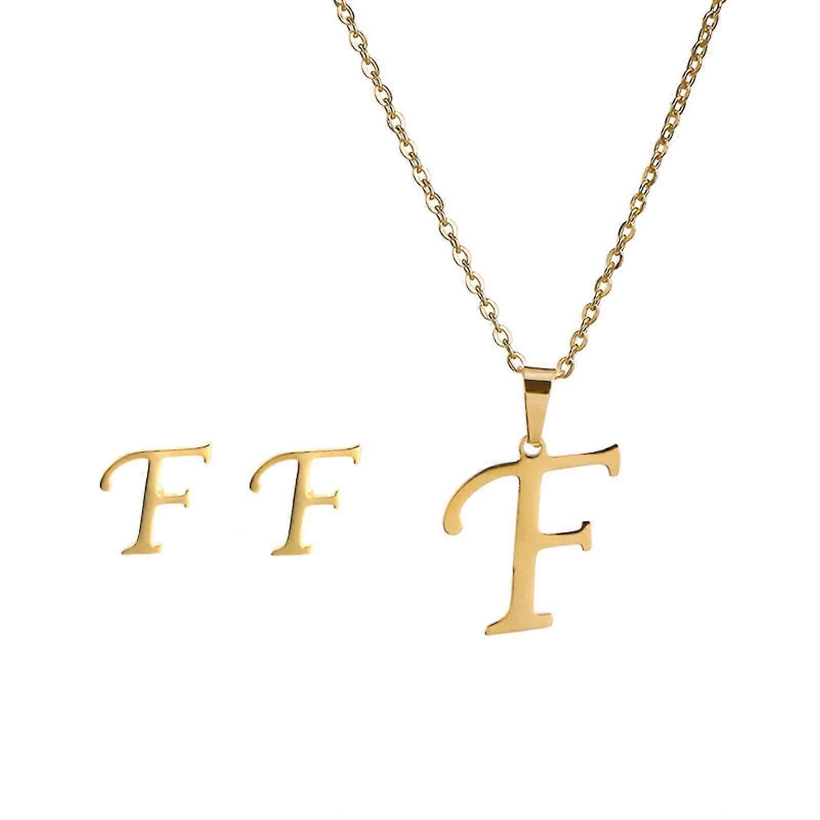 イヤリングファッション女性ギフト26英語の文字名チェーンペンダントネックレスイヤリングセット女性のためのJeイヤリング