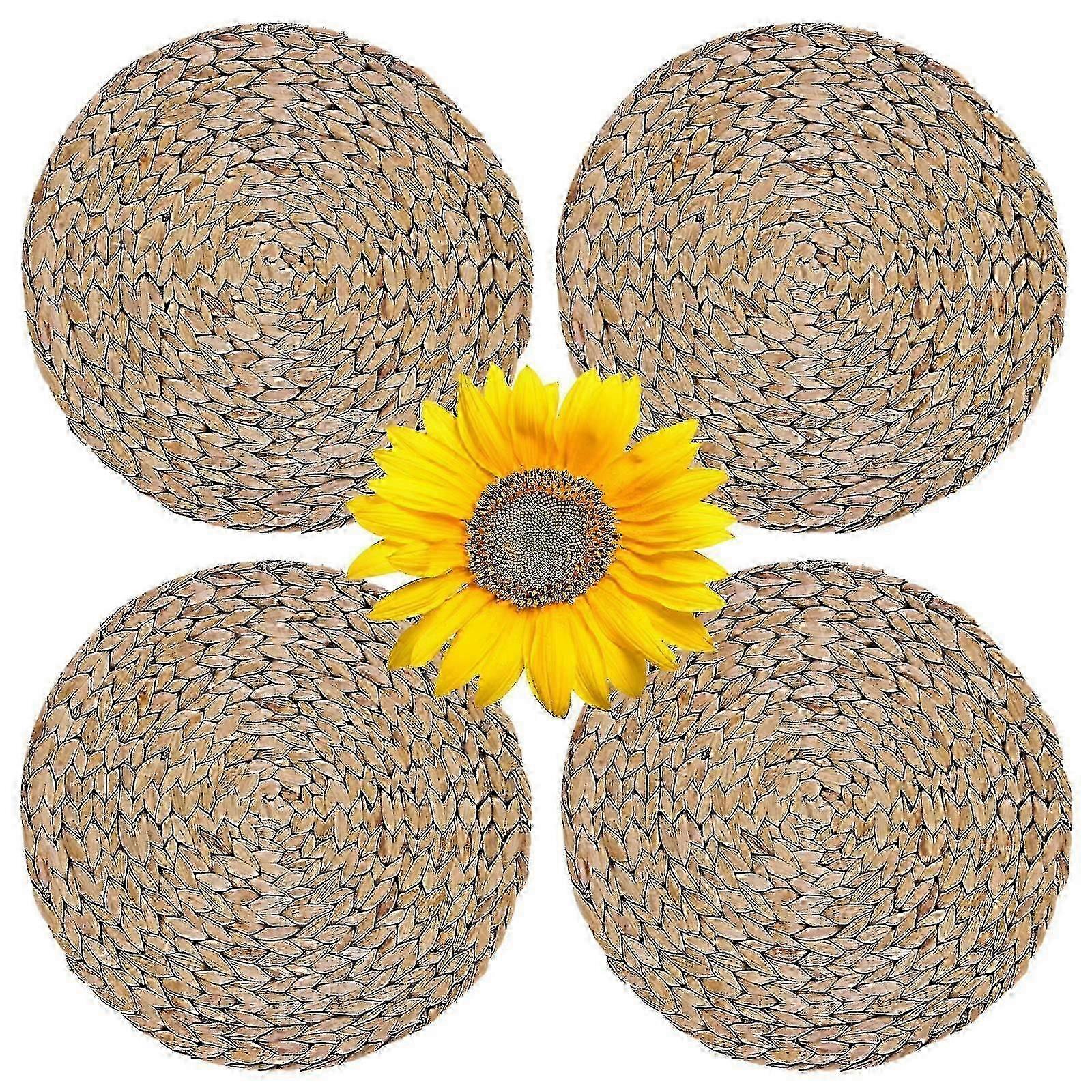 2024 Round Placemats Set Of 4, 30cm (12inch) Water Hyacinth Placemat Handmade Grass Straw Wicker Table Ma miao4