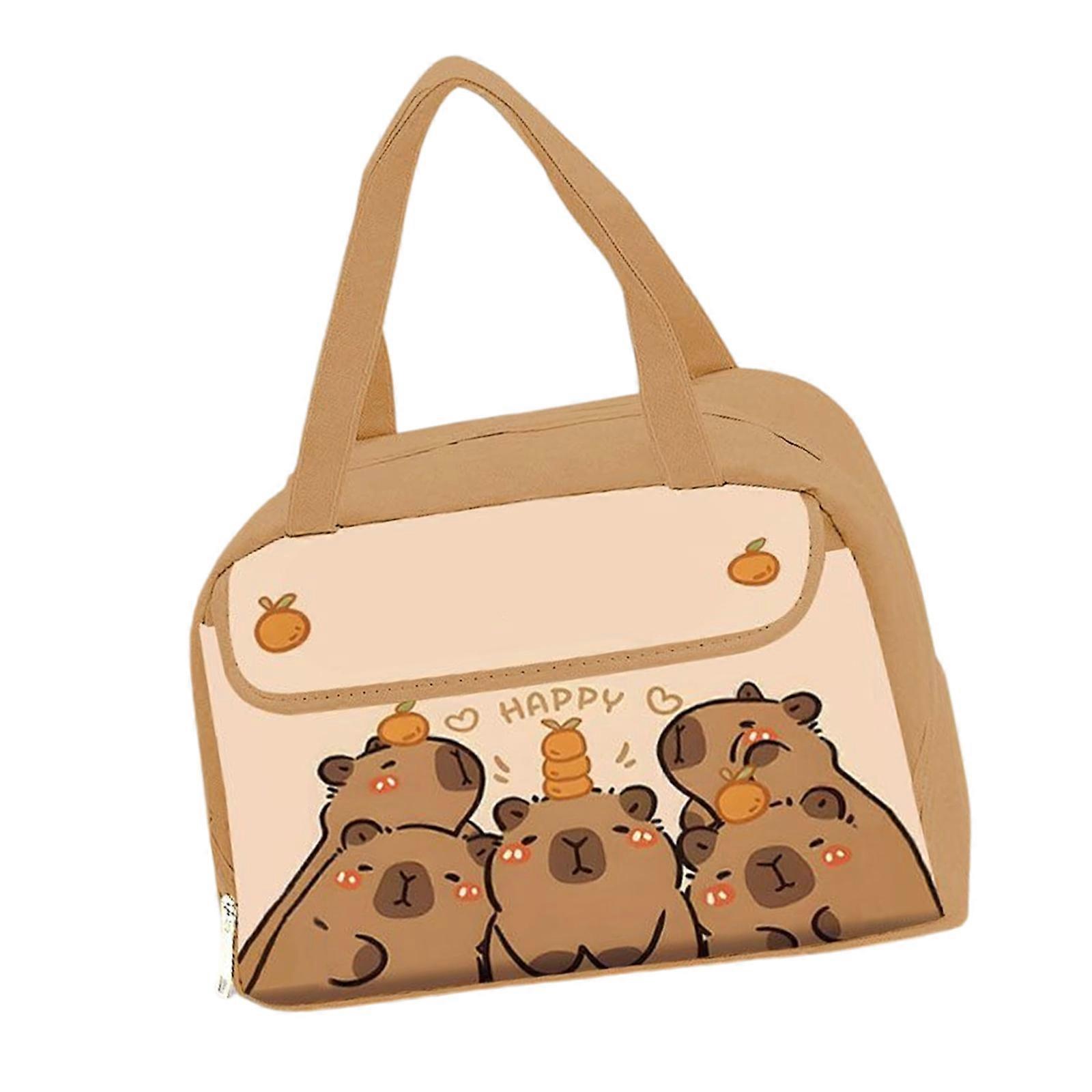 Insulated Capybara Print Lunch Bag For Students Waterproof Lightweight Lunch Bag With Zipper And Easy to Clean Surfaces Multicolor