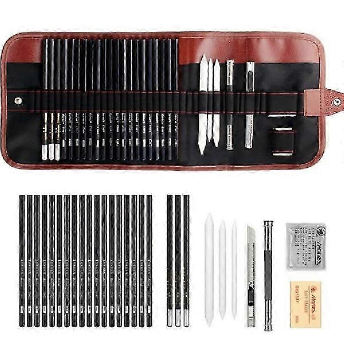 29 Pieces Sketching Pencils Sketching Pencils Charcoal Set with Case