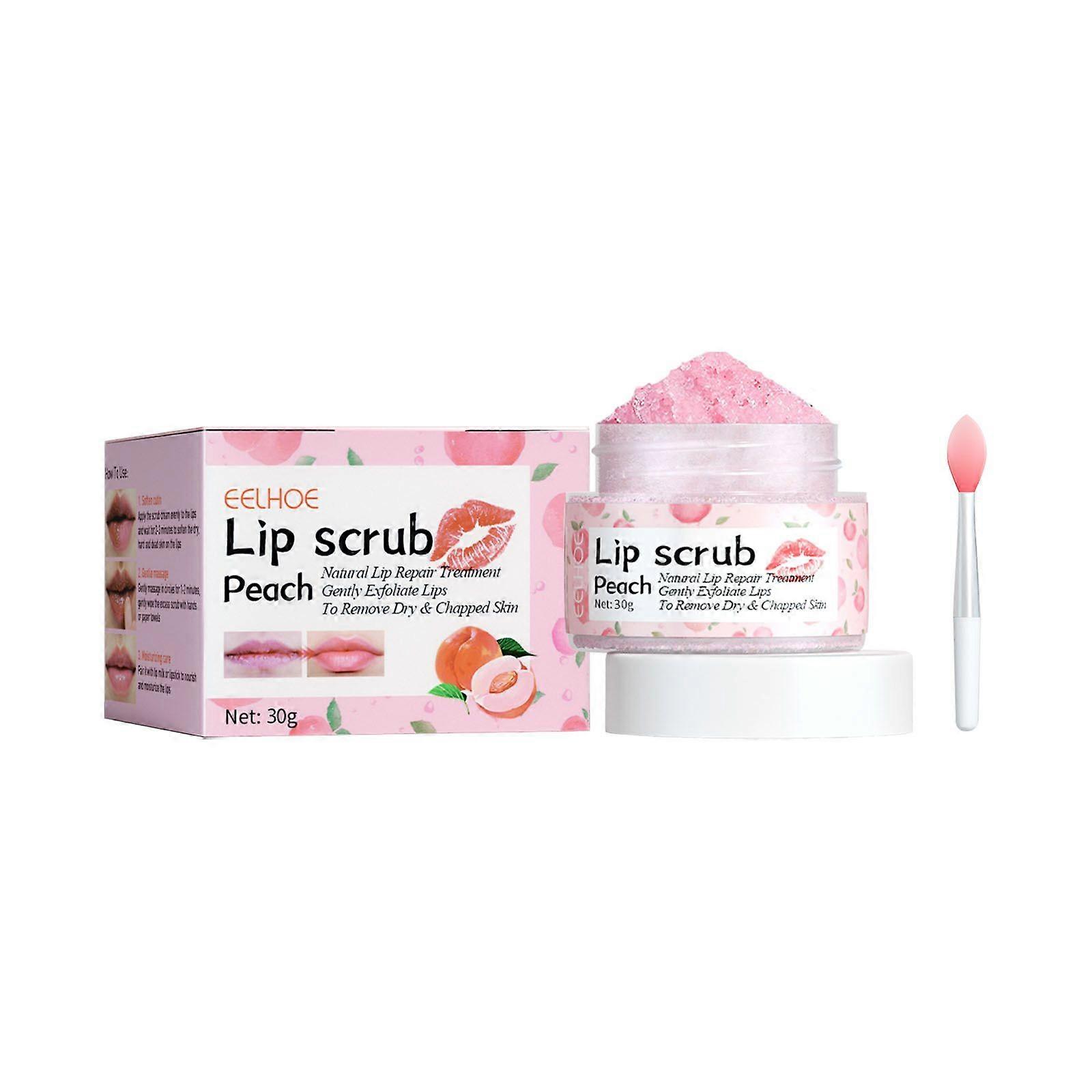 Peach Lip Scrub Contains Peach Extract And Tocopherol (Vitamin E)