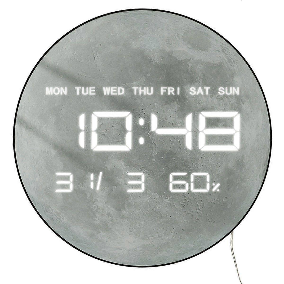 Planet Moon Digital Wall Clock Home Decor Large Display LED Lunar Wall Clock for Living Room with T