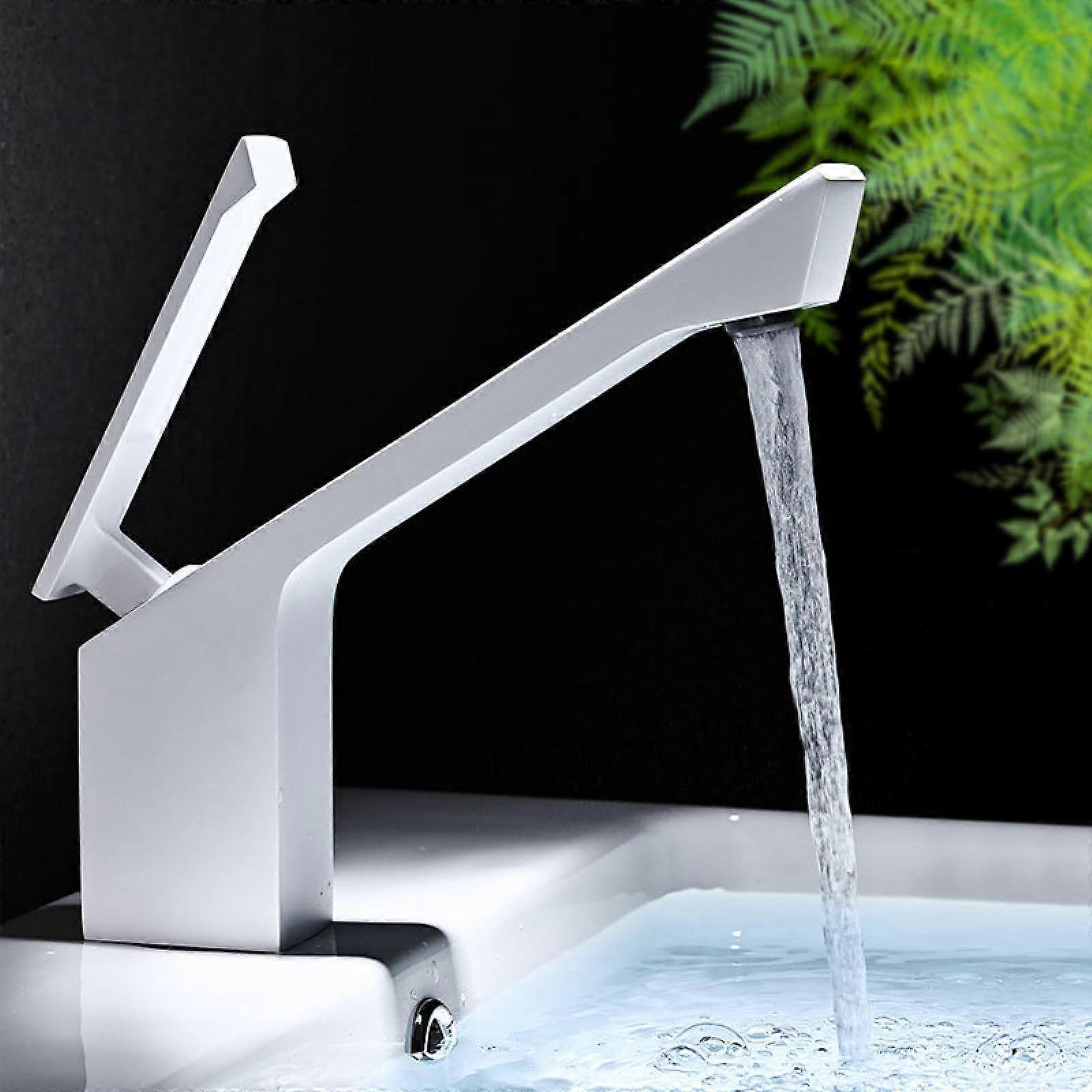 Countertop Basin Copper Faucet Gray Finish, Hot And Cold Water, No Inlet Pipe Included, Compatible Countertop Basins