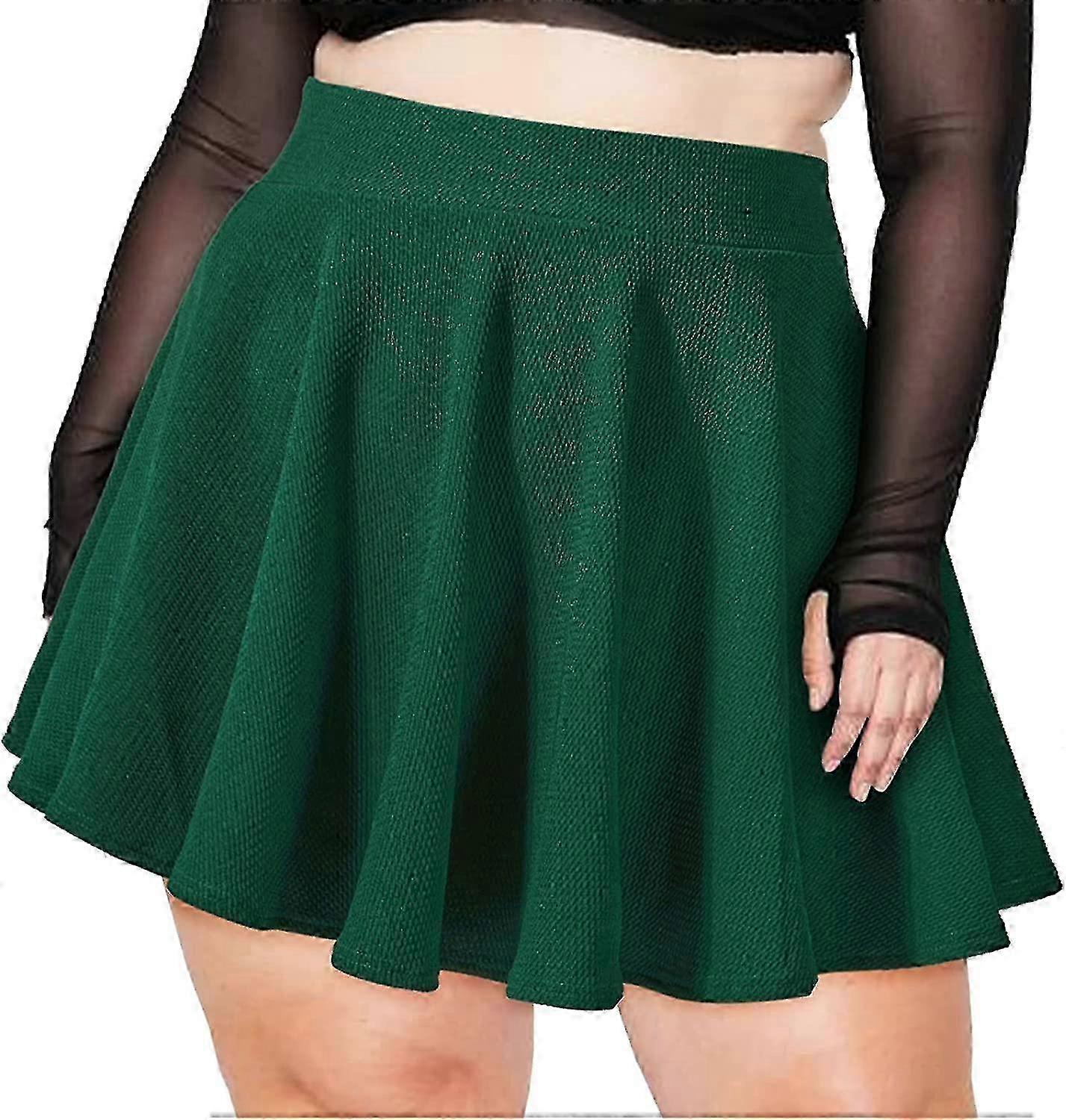Women's Plus Size Mini Skater Skirt- Basic Versatile High Waisted Flared Casual Stretchy Skirts S-2xl-mxbc