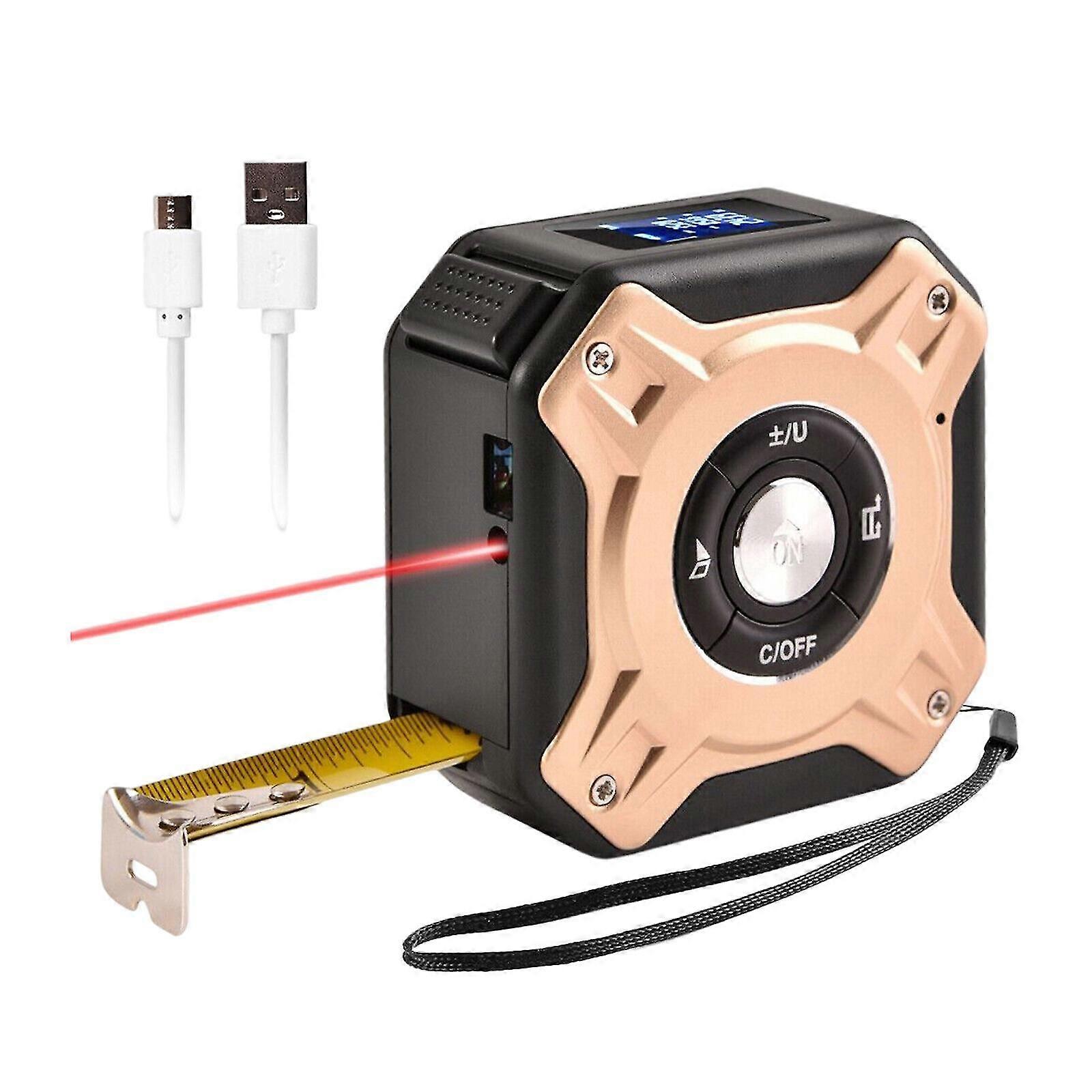 40m 2 In 1 5m Compact Size Range Rechargeable Laser Tape Measure Digital Laser Measuring Tape Distance Meter Fk Fk