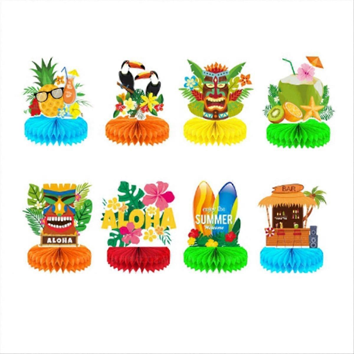 8pcs Luau Gathering Decorations Honeycomb Centerpieces, for Table