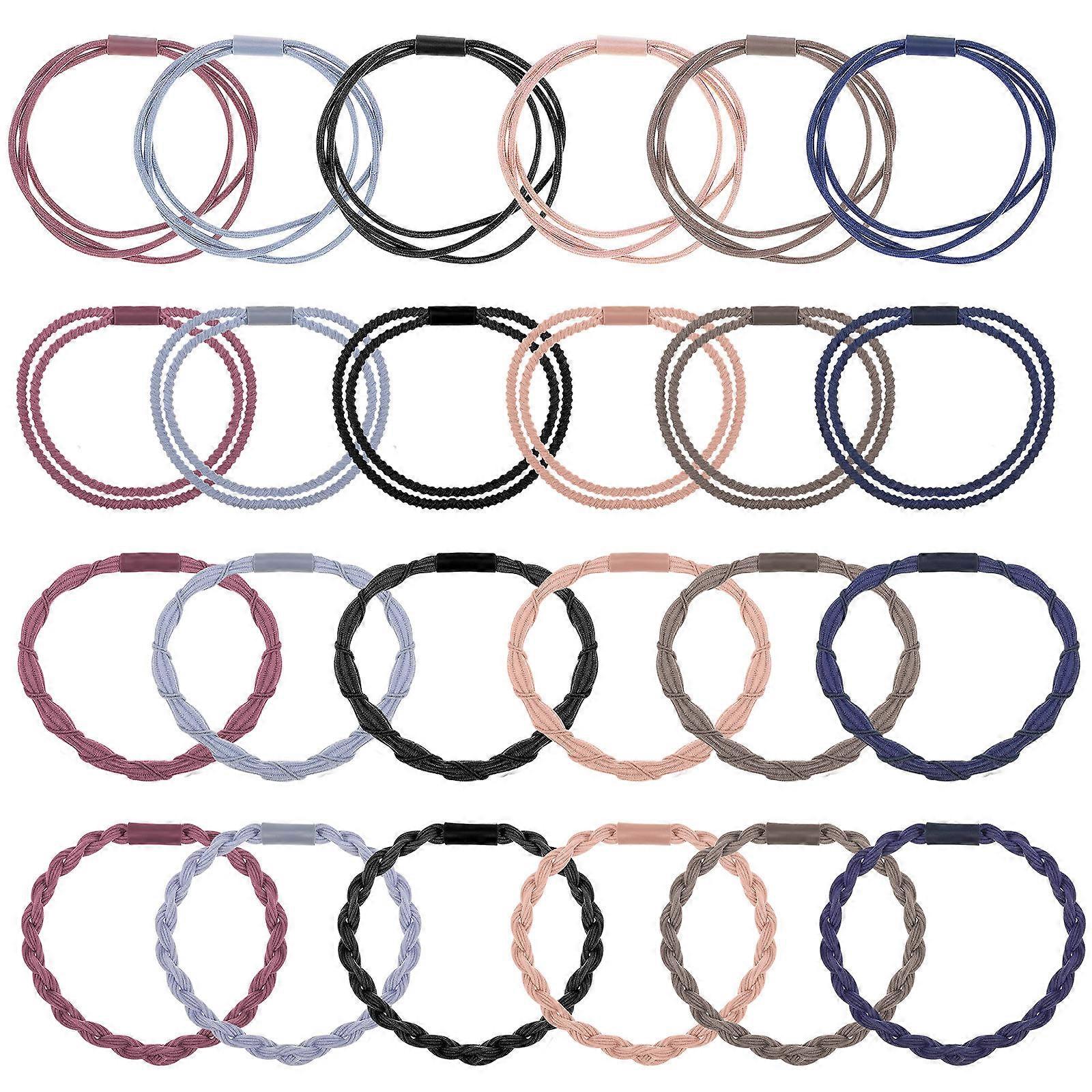 Flätade elastiska hårsnoddar för hårstyling 24 st nylon multifärgade