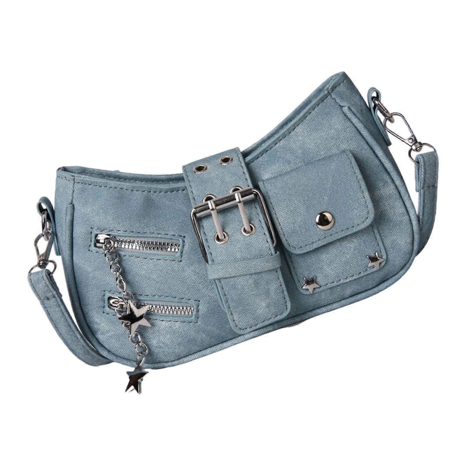 Contemporary Nervous Shoulder Bag Thin Plan Multiple Functional Storage Perfect For Daily Quests  Light blue