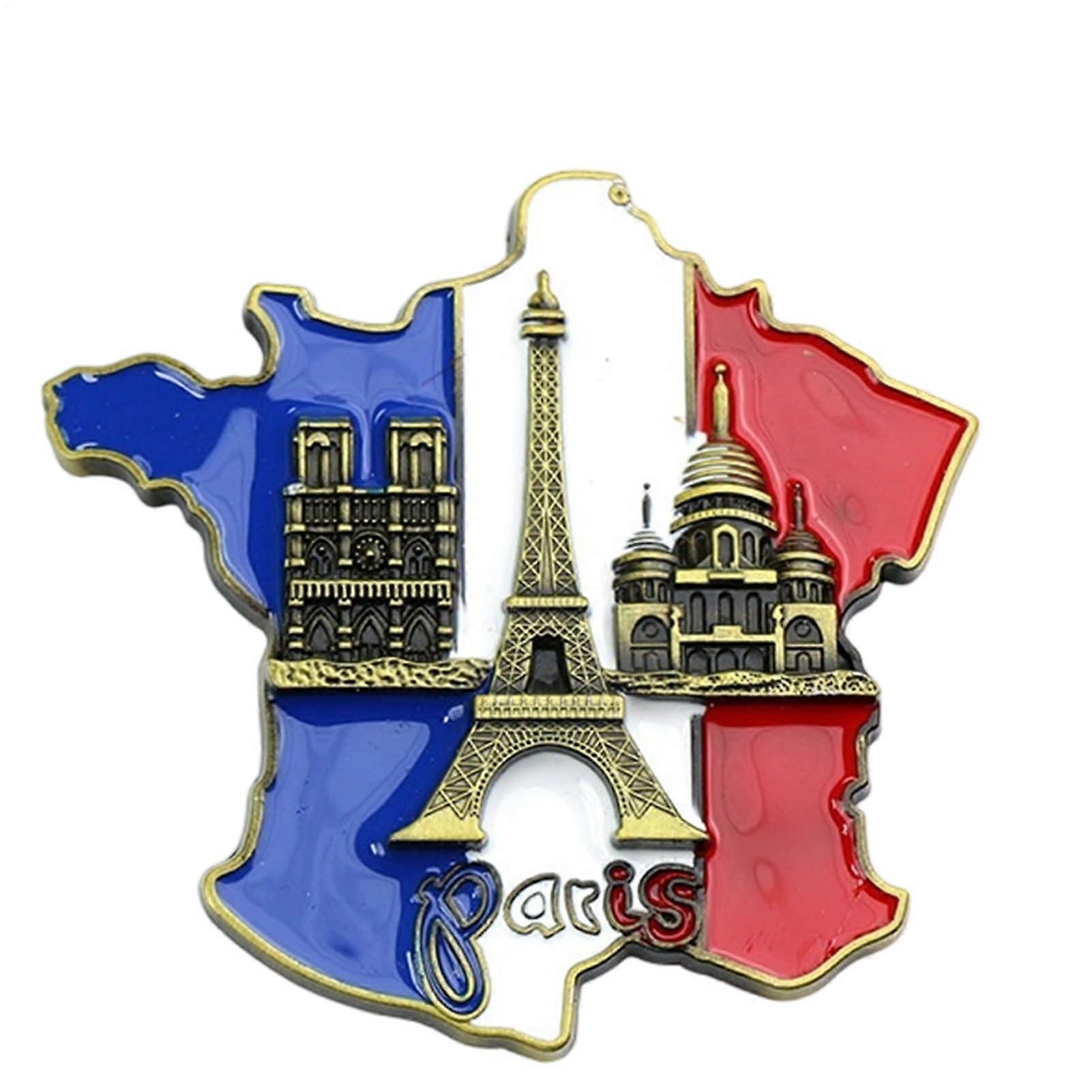 Fridge Magnets Set with Eiffel Tower Notre Dame Map | Europe Travel Souvenir Decor