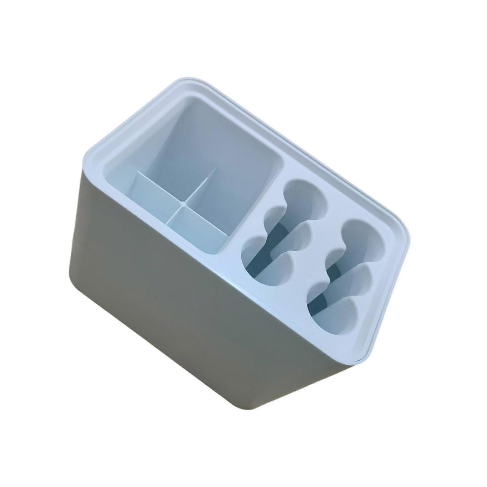 Plastic Umbrella Rack with 6Circular Openings and 4 Square Grid Umbrella Holder for Entryway or Office Storage Box  White