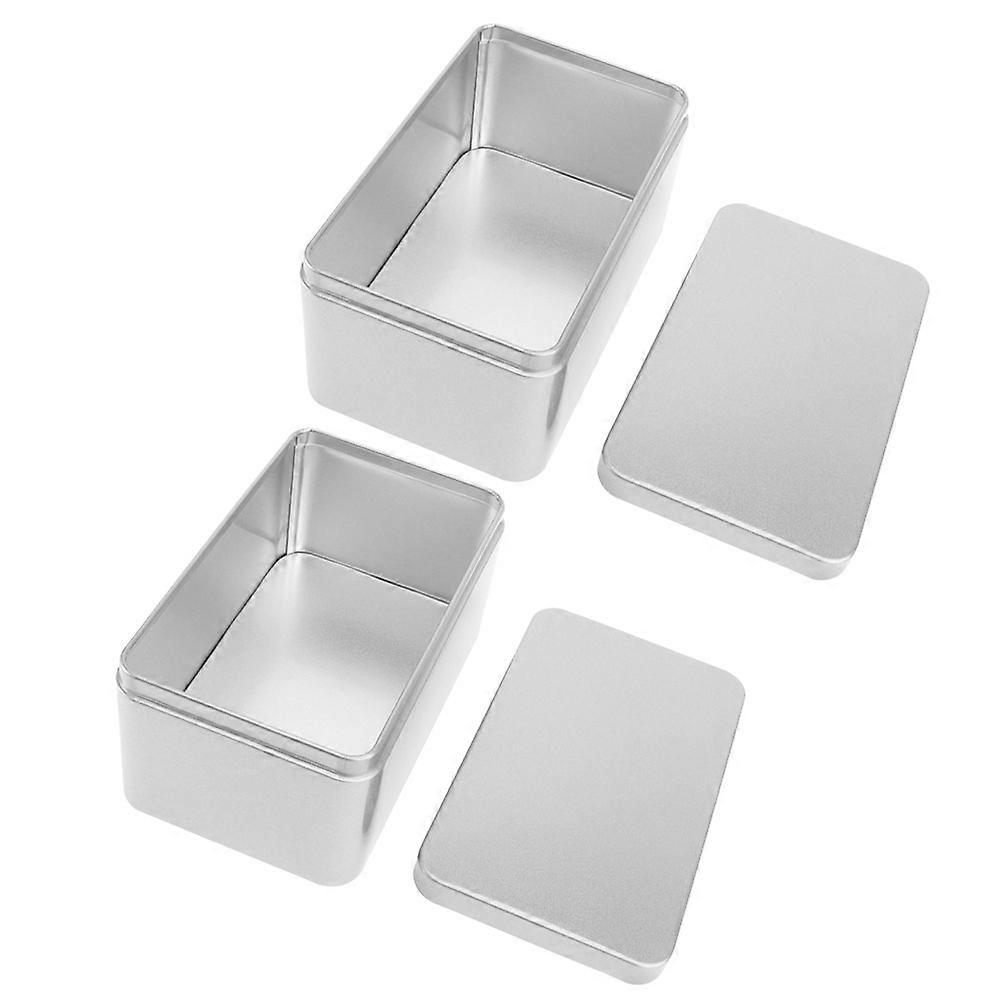 2Pcs Household Tea Box Bulk Tea Packaging Box Rectangular Tinplate Storage Box