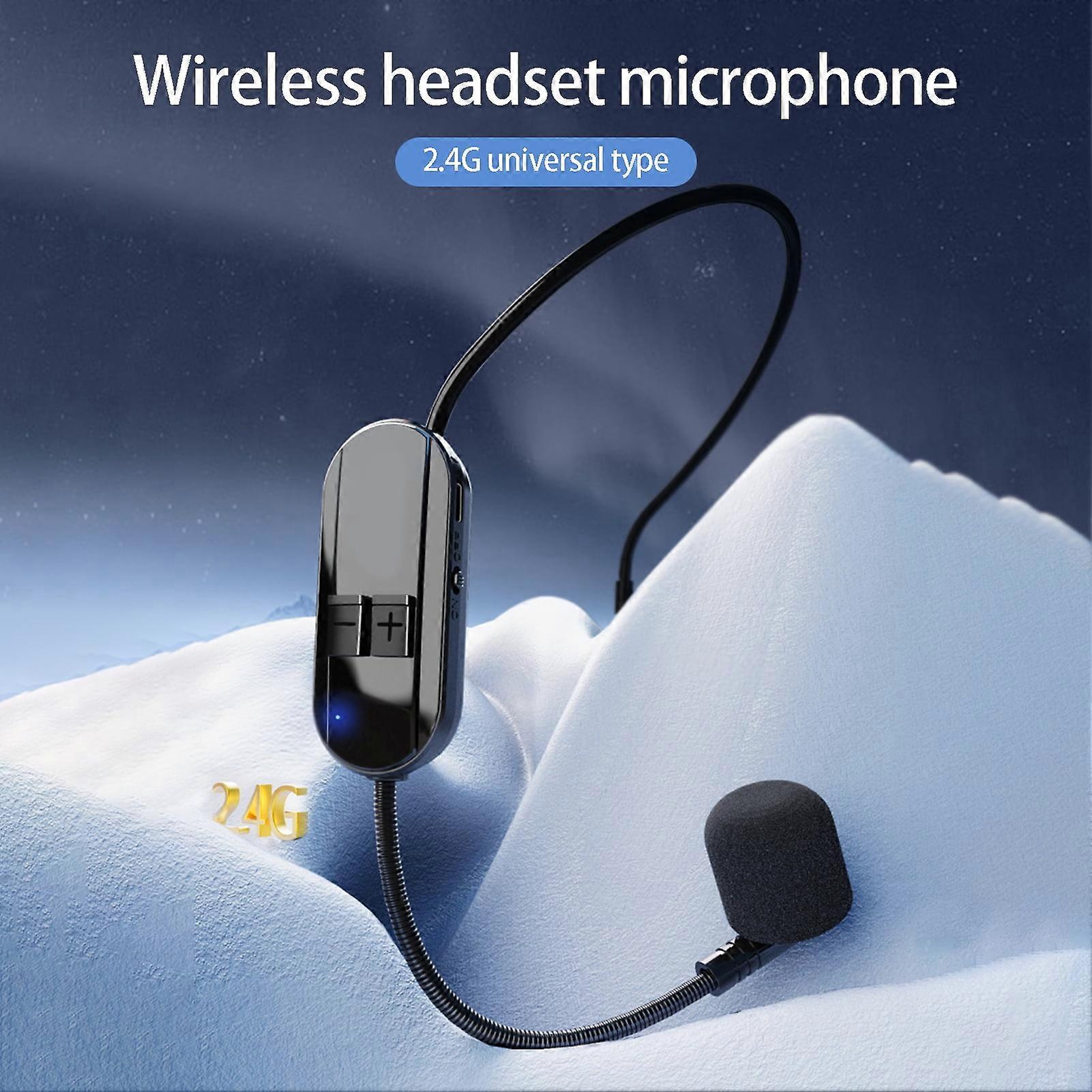 SUSUchens Headset Microphone 2.4G Wireless, Noise Reduction, Reverb Sound, Fast Pairing, Loudspeaker for Conference - Black