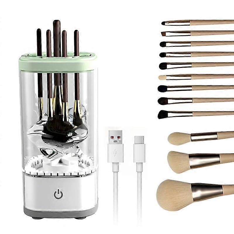 Electric Makeup Brush Cleaner with 360° Rotation, USB Rechargeable Deep Cleaning Machine for Brushes & Sponges, Portable White