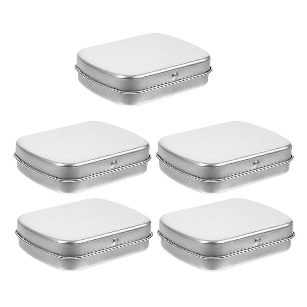 Portable 5Pcs Metal Rectangular Tin Box for Storage with Hinged Lid