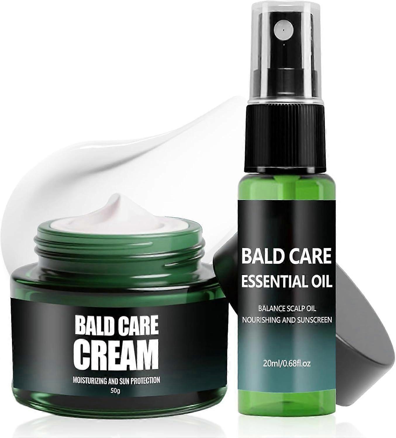 Bald Cream Scalp Serum Set, Bald Head Moisturiser for Men, Mattifying Scalp Moisturizer Set, Nourishing Dry Scalp Treatments Fast Absorb Bald Care Ess